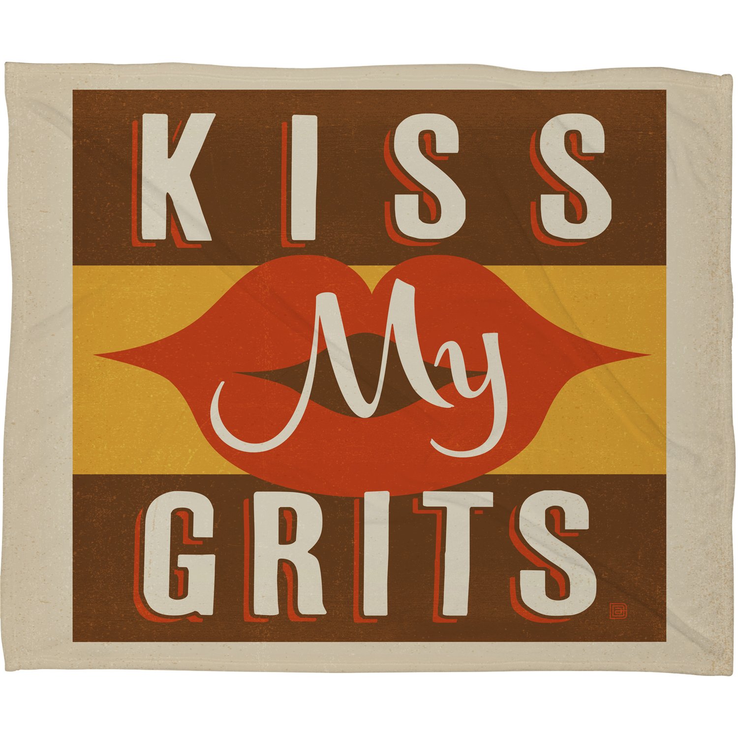 deny designs anderson 设计羊毛毯 kiss my grits 40 by 30-inch