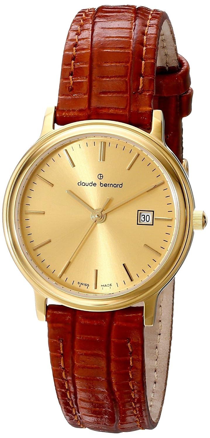 claude bernard 女式54005 37j di 经典女式模拟显示器玫瑰金石英手表