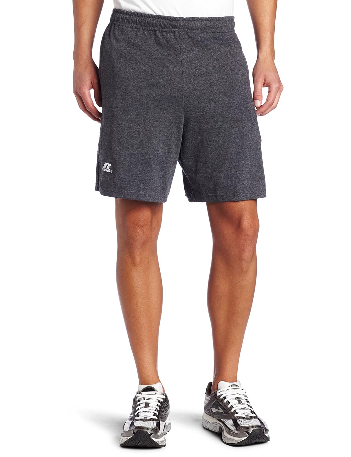 russell athletic 男式棉质性能基准短款 浅黑色 medium