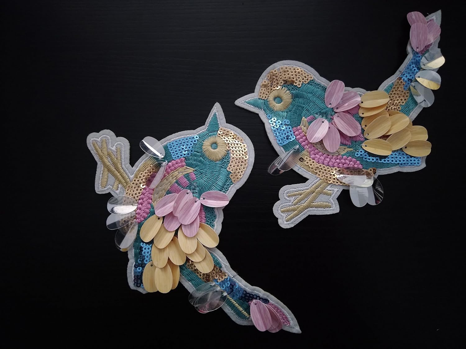 ximkee(2 包)花簇中的磁性小鸟 亮片刺绣缝制熨烫补丁贴花