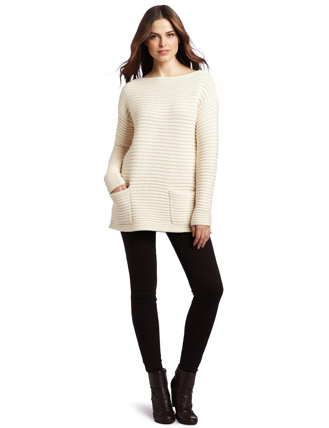 tracy reese 女式一字领束腰毛衣 象牙色 medium