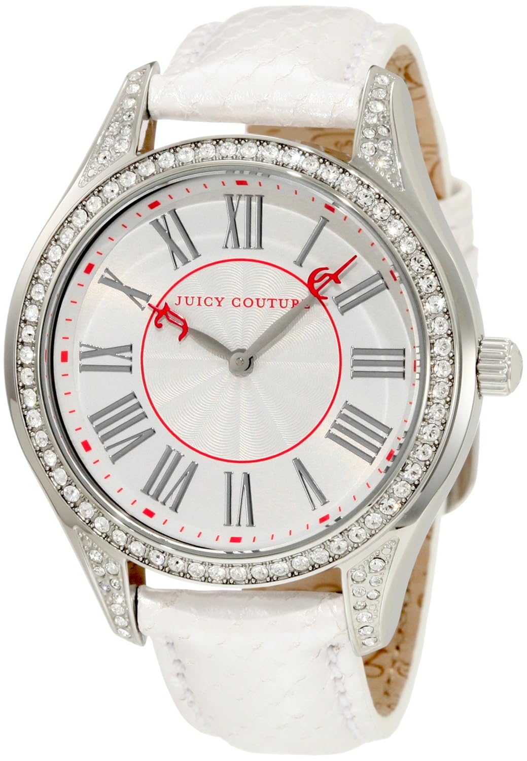 juicy couture 女式1900876活灵活现白色压花皮革表带手表