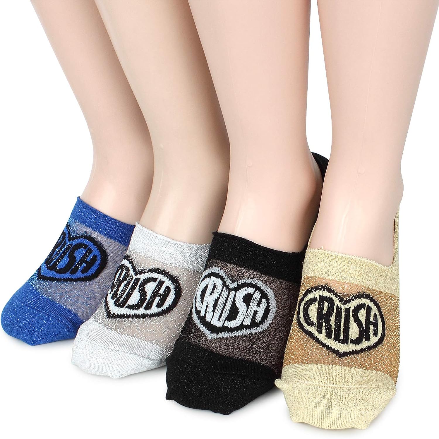 女式闪亮水手袜,性感闪光,时尚 noshow 4pairs (ik 14) one size