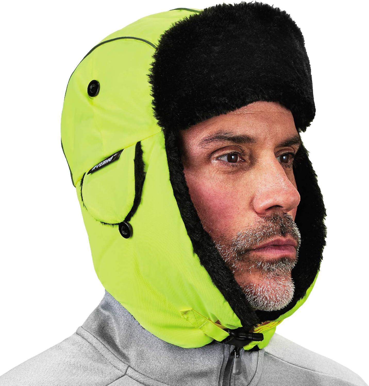 ergodyne n-ferno 6802 高可见度保暖冬季拳击帽,绿黄色,小号/中号