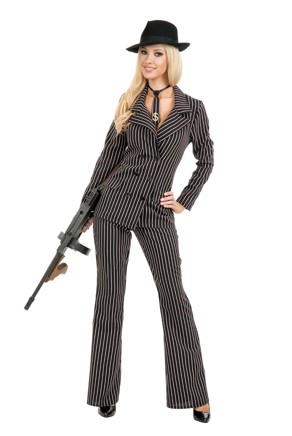 哑谜游戏女式黑帮 moll 西装服装,如图所示,大号 【charades】 服饰