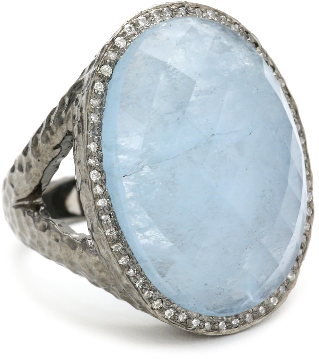 dyanne belle"旋转木马戒指系列"椭圆形胜利黑色银配蓝宝石和钻石戒指