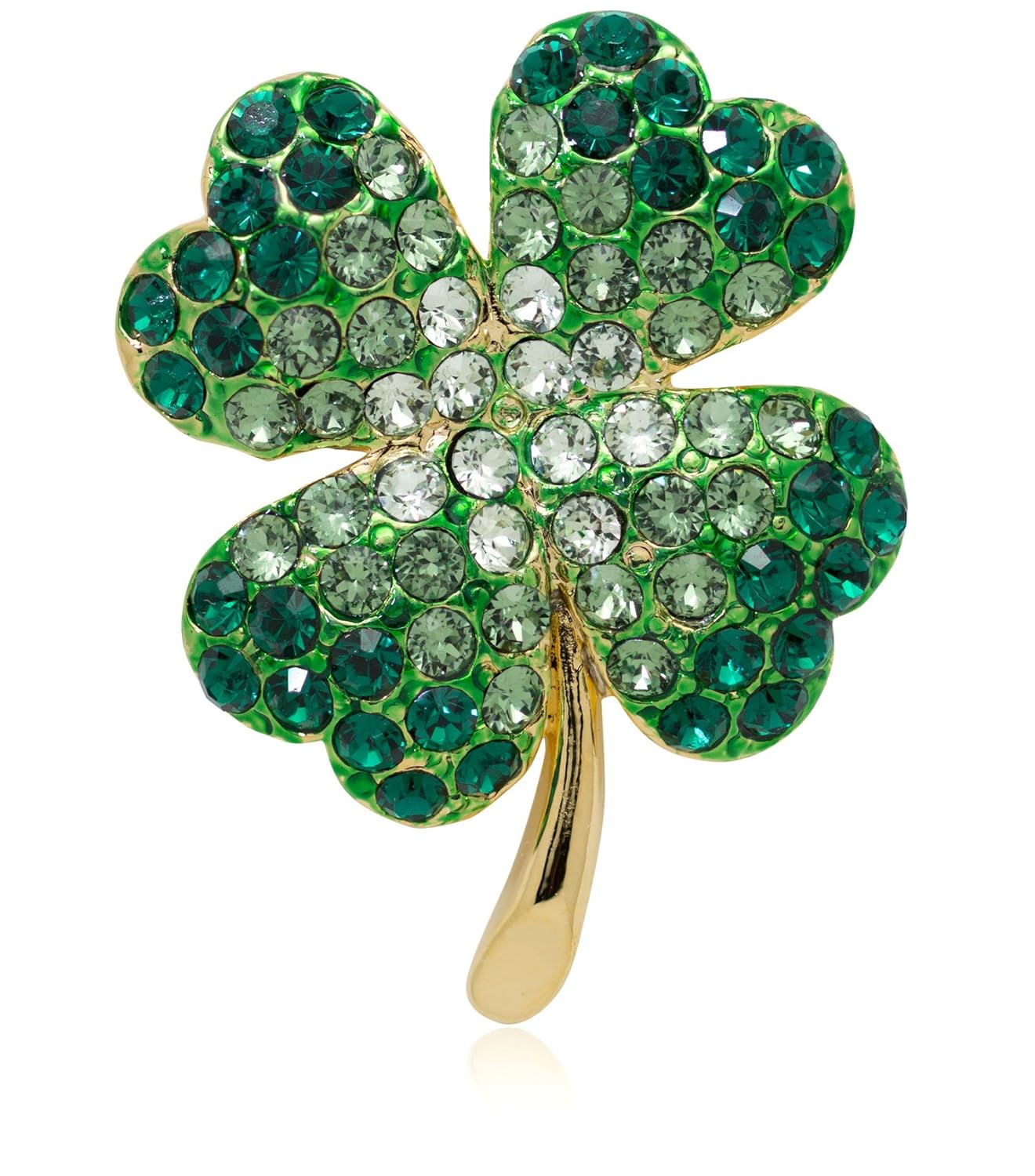 akianna 金色施华洛世奇元素水晶圣帕特里克节四叶草别针胸针