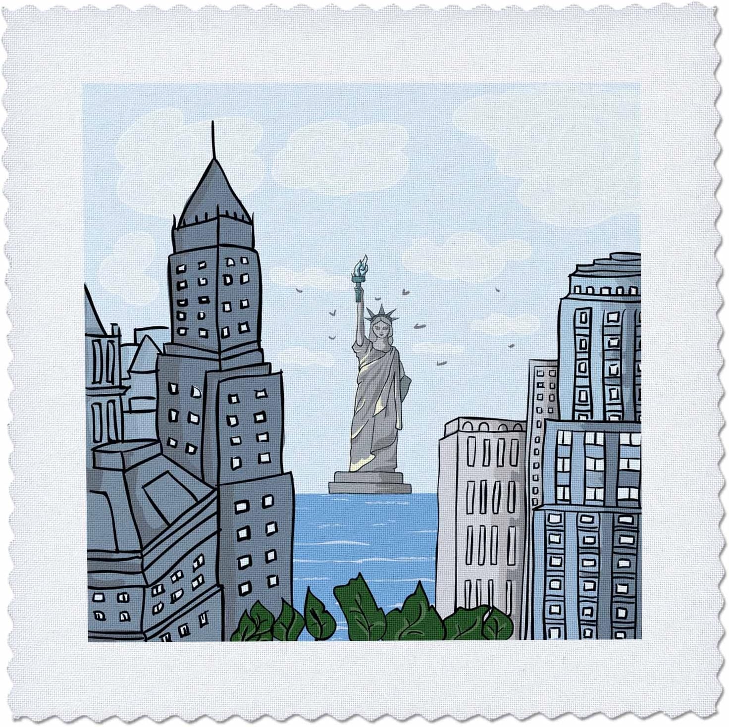 – 涂鸦 vector nyc new york city 自由女神像数码插图 – 方块拼布
