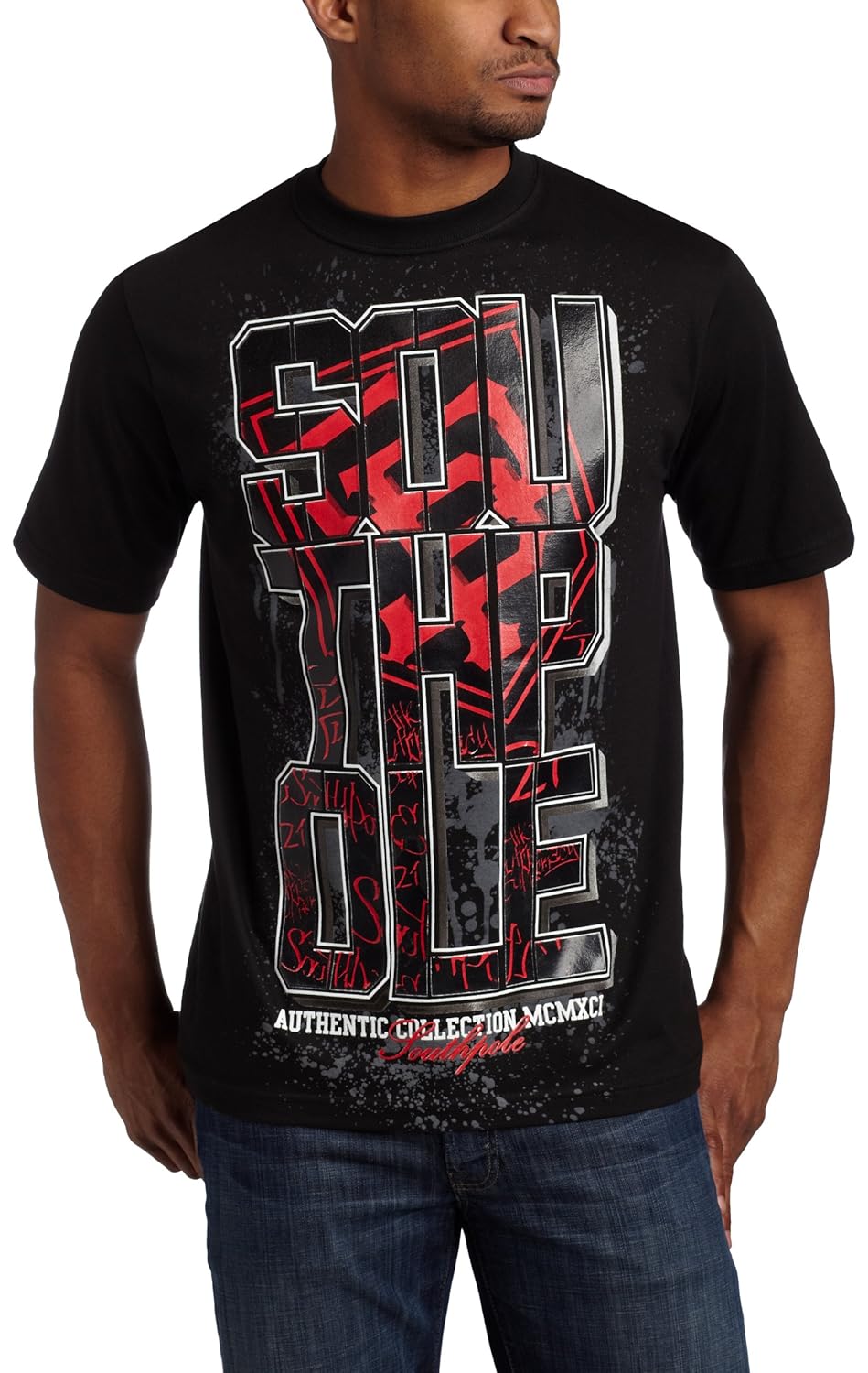 southpole 男式 ultra-gel 丝网印花 t 恤 黑色 large