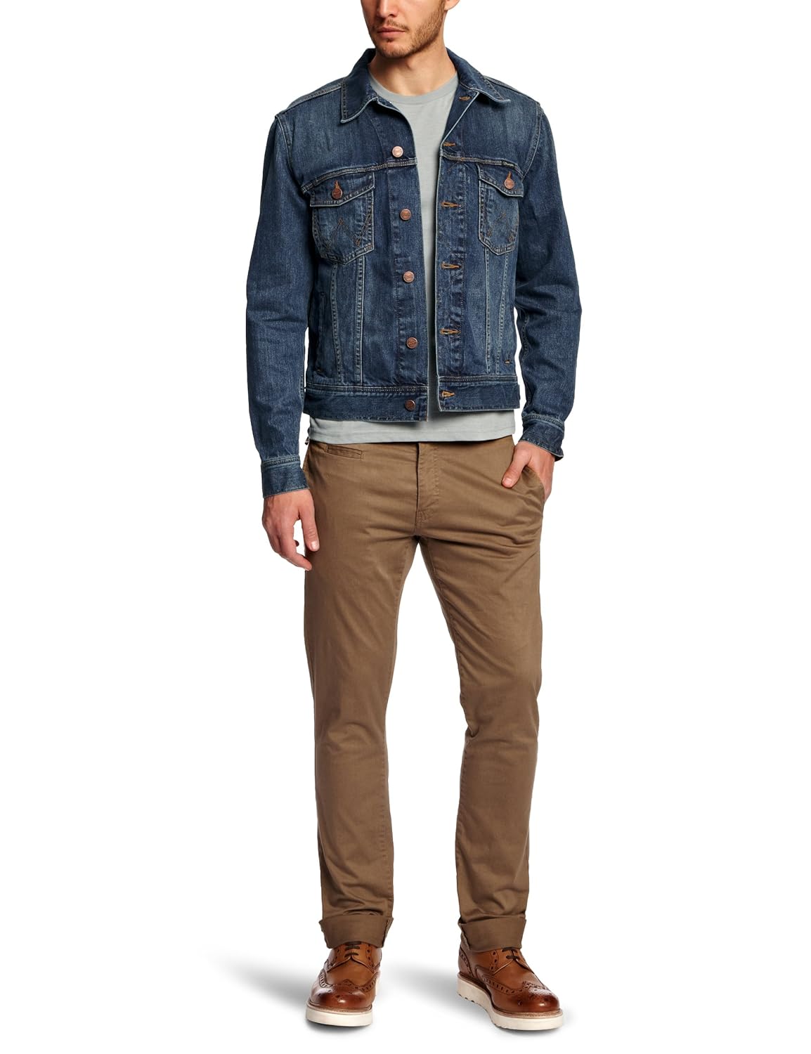 wrangler 男士牛仔裤夹克托西部 blau s