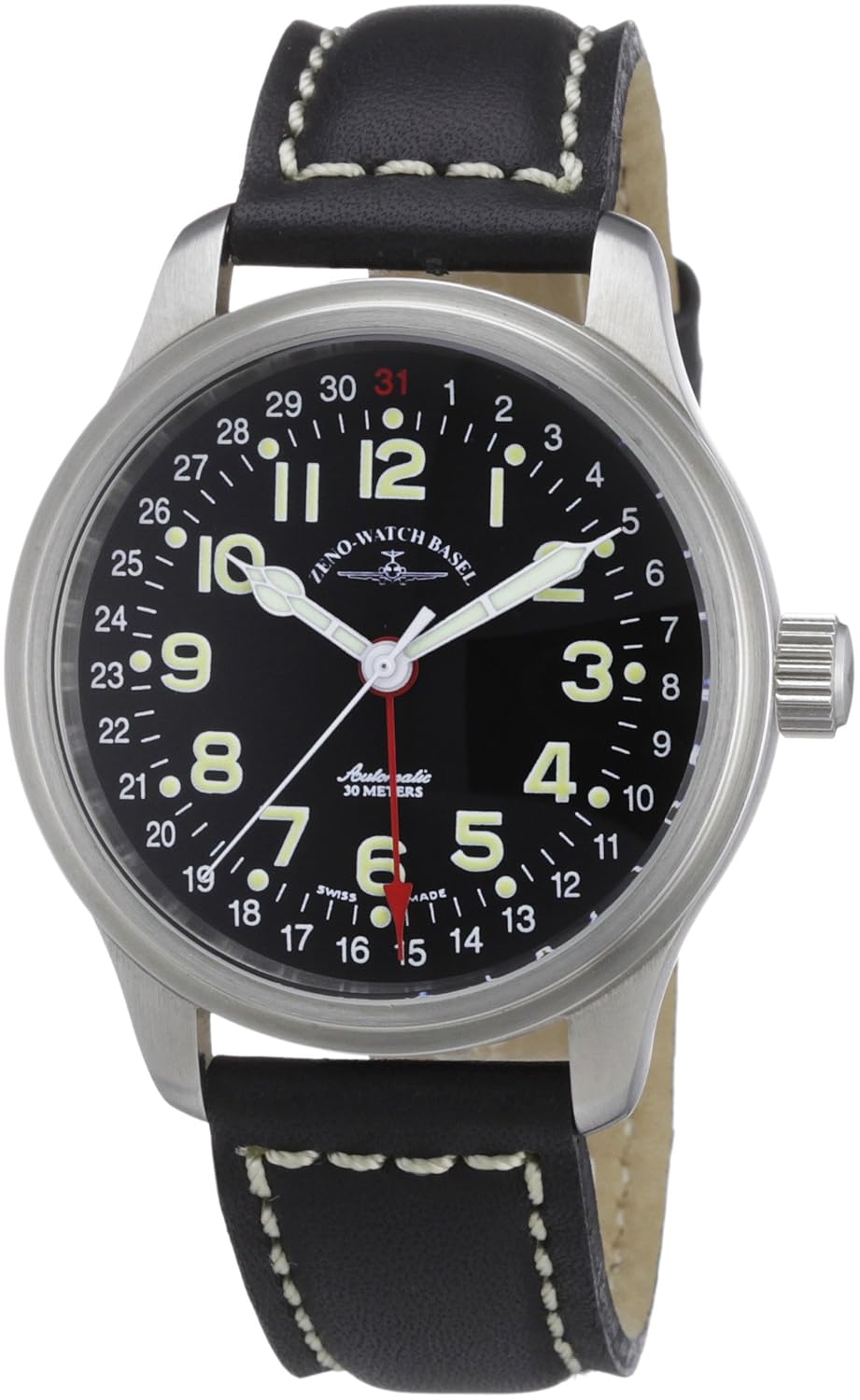 zeno 手表 basel 男式自动手表新款经典9554z-a1,带有皮革带