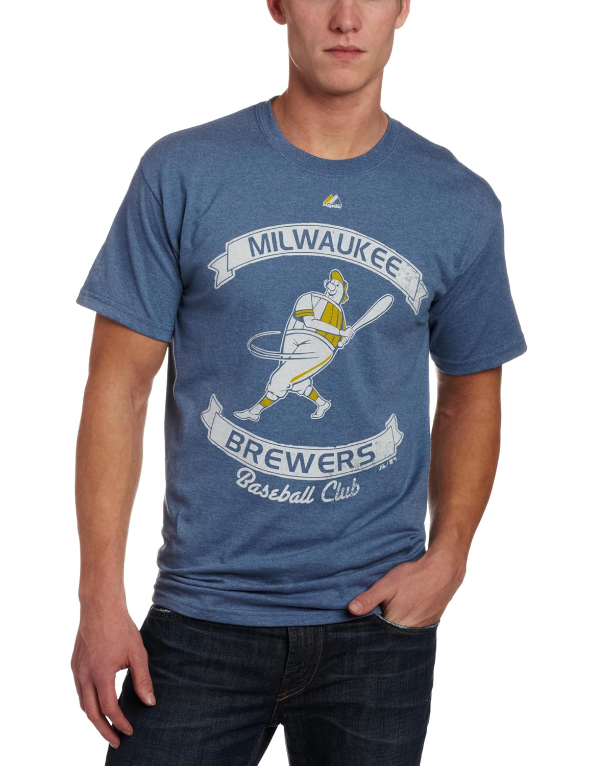 milwaukee brewerscooperstown legendary victory blue t-shirt 靛蓝