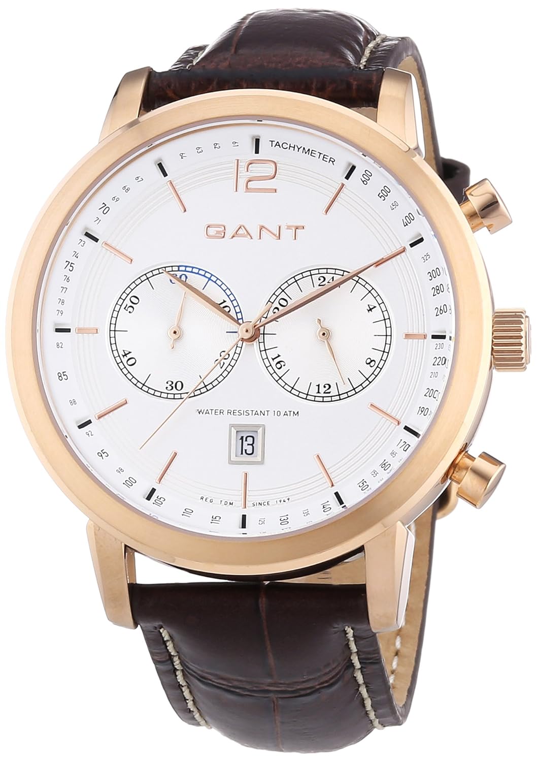 gant 男式石英手表 w10944,带有皮革带