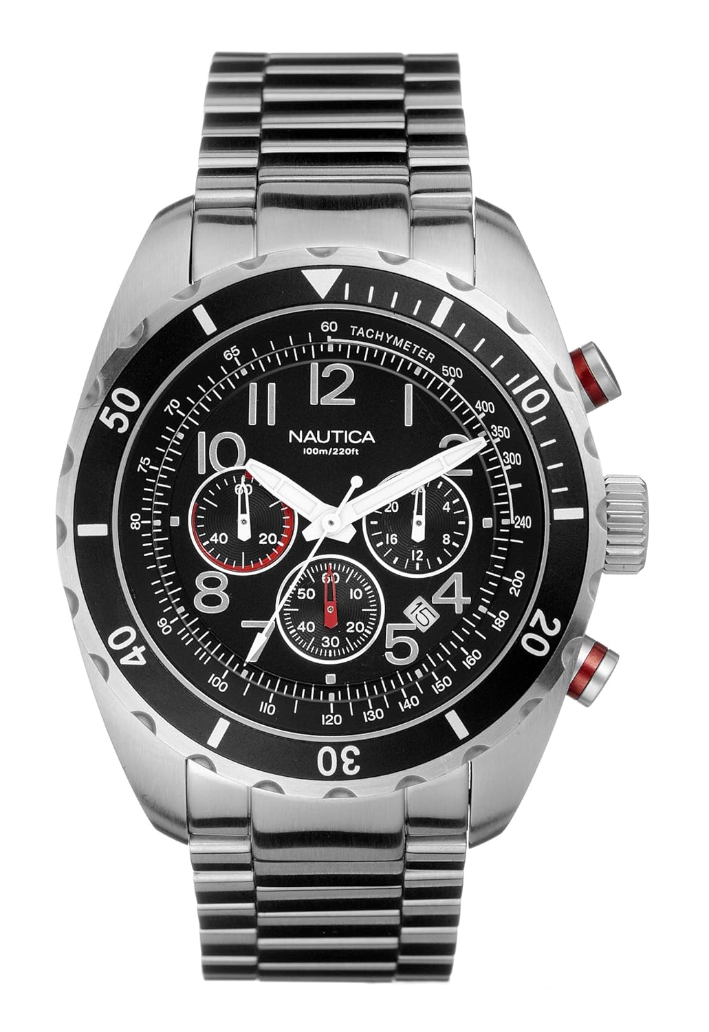 nautica 男式 n15511金属圆形计时腕表