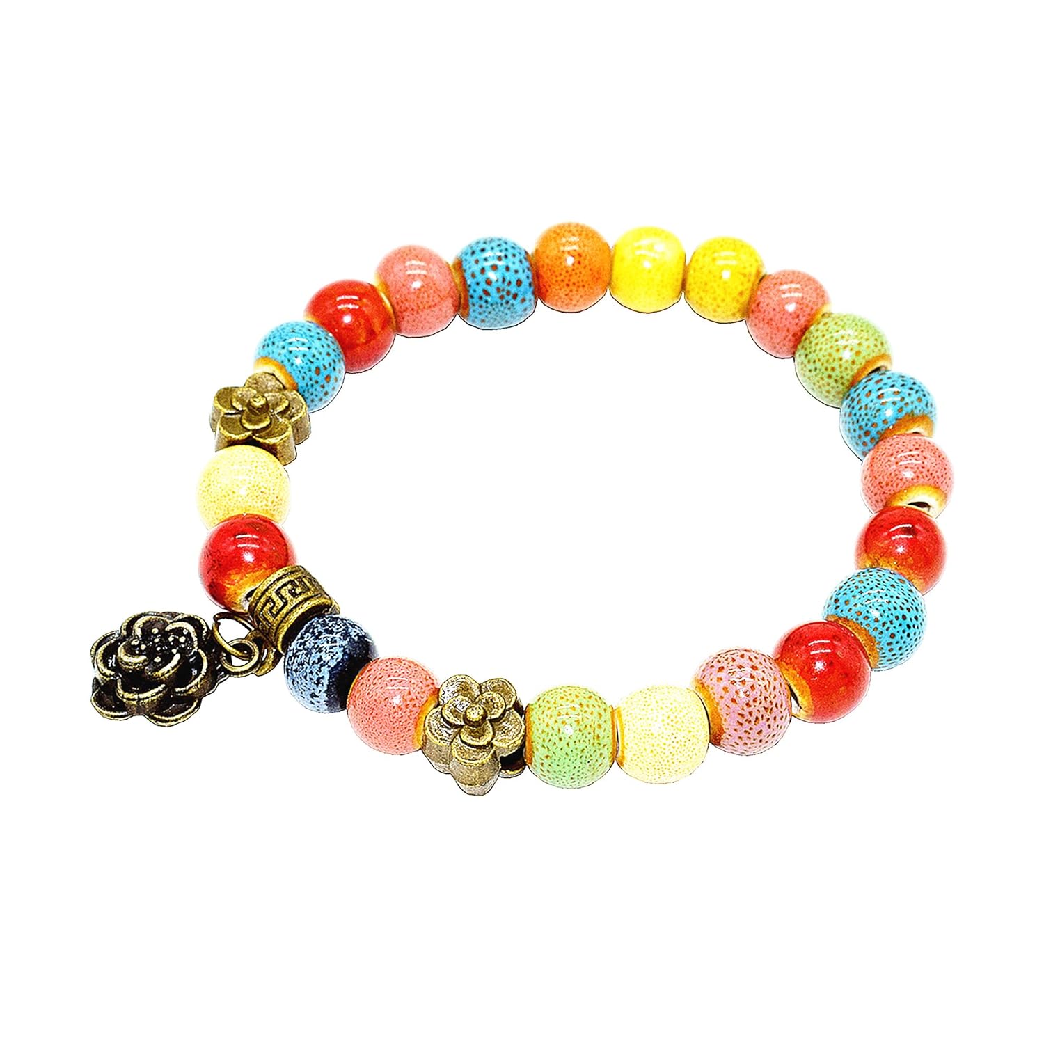 手工制作波西米亚釉面陶瓷珠手链手镯可作为礼物赠送