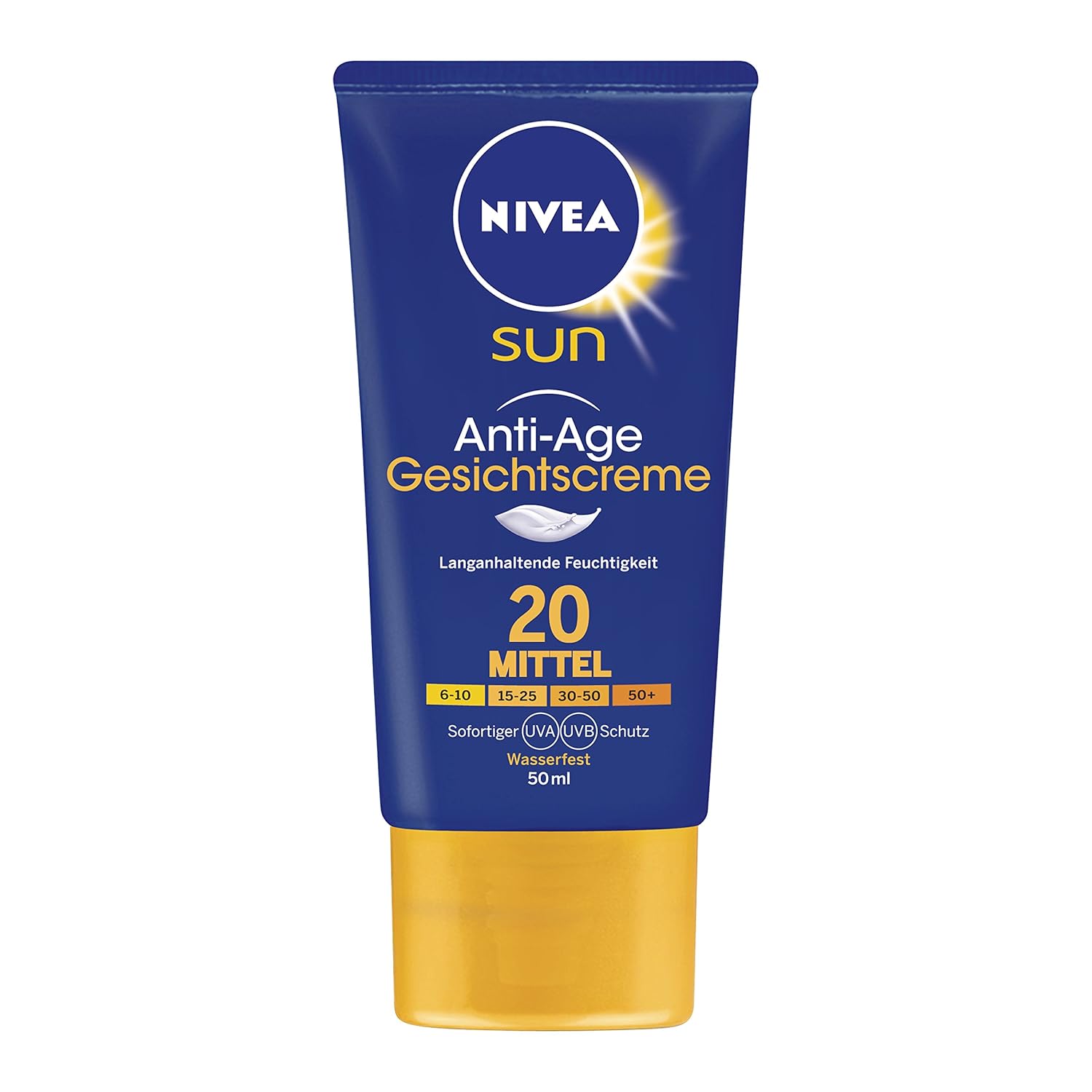 nivea 妮维雅 sun * 面部防晒霜 spf 20 1 件装(1 x 50 毫升)