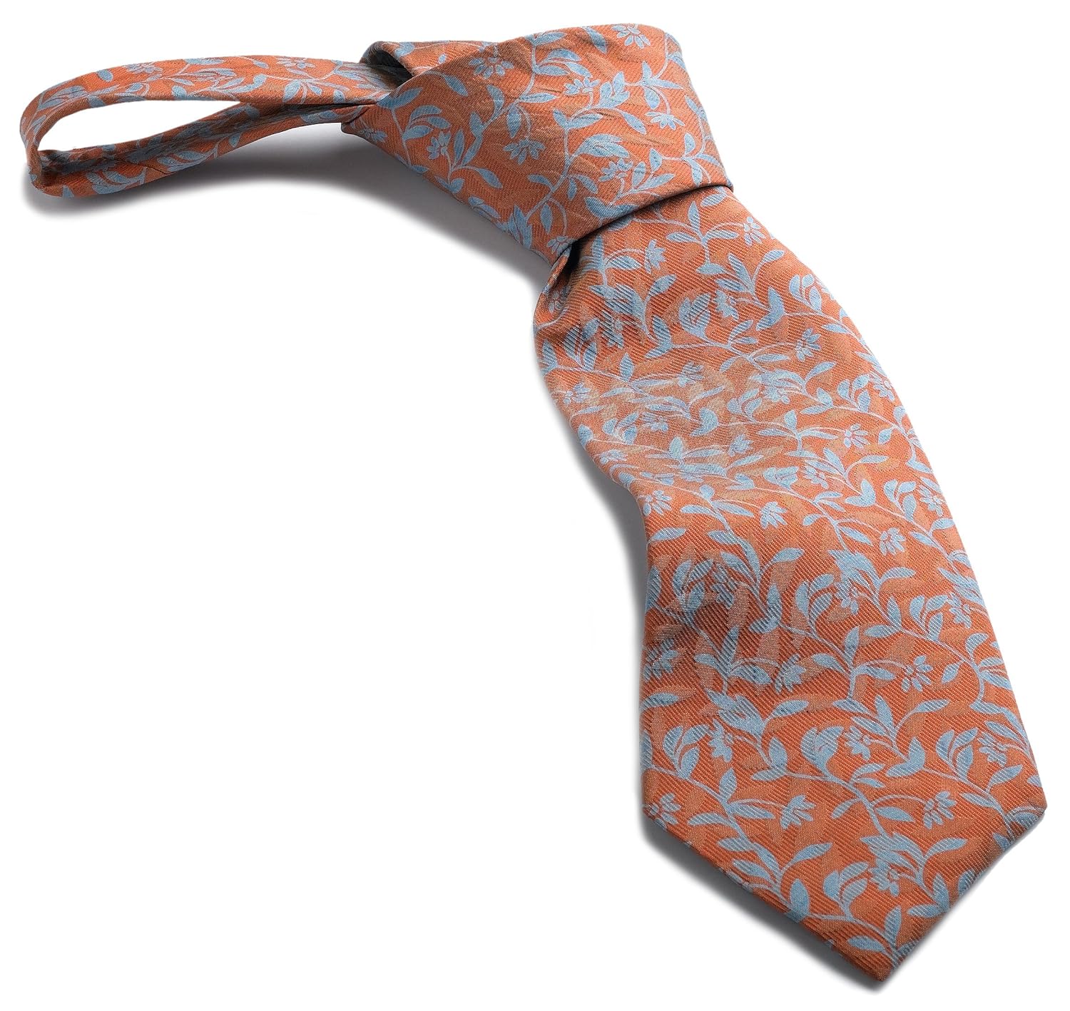ermenegildo zegna 男式100% 真丝花卉领带,橙色领带 / 法国蓝
