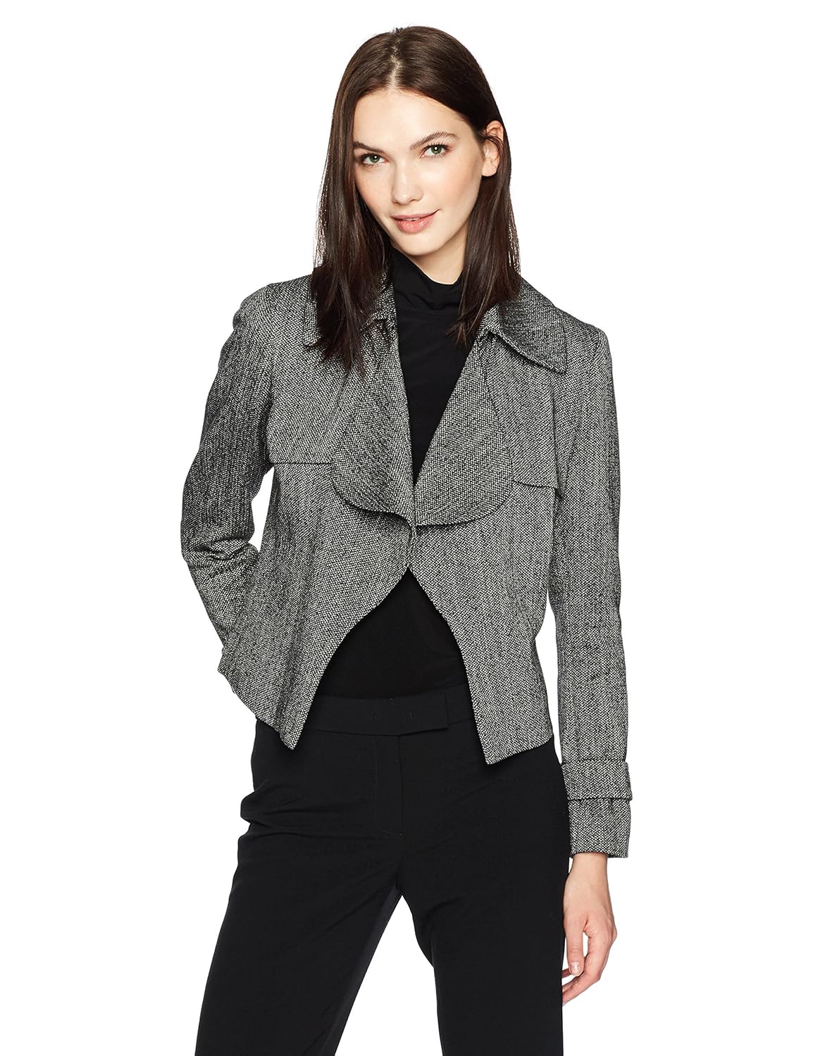 anne klein 女士花呢褶皱风衣