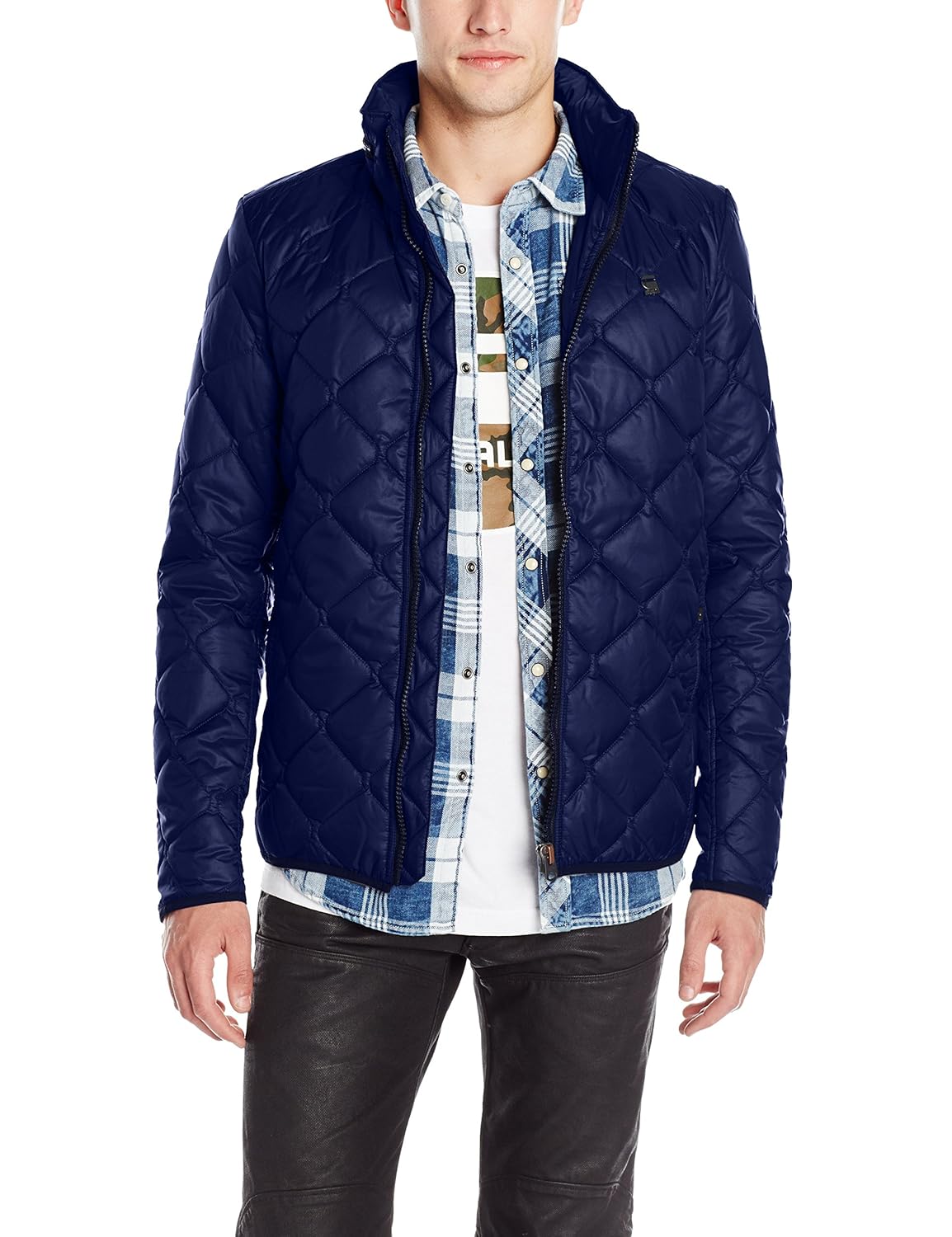 g-star 男式 avier 外套式衬衫 l 码西装夹克,黑色