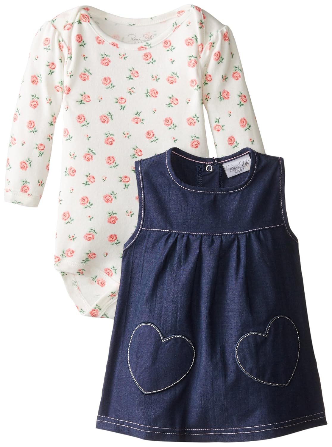 rene rofe baby 女宝宝新生儿爱心玫瑰花条纹套衫 dar
