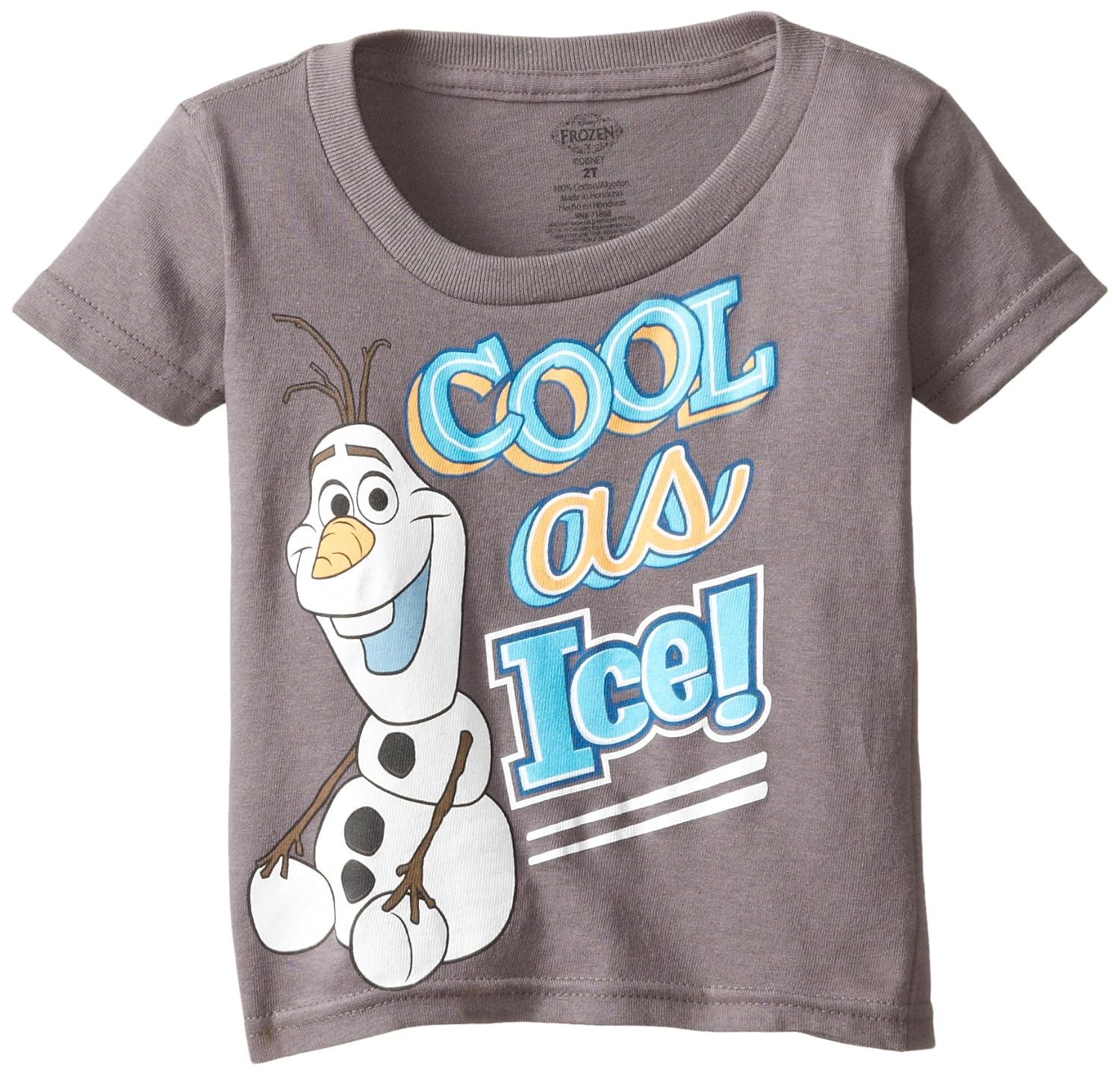 frozen little boys olaf - cool as ice tee, charcoal, 2t