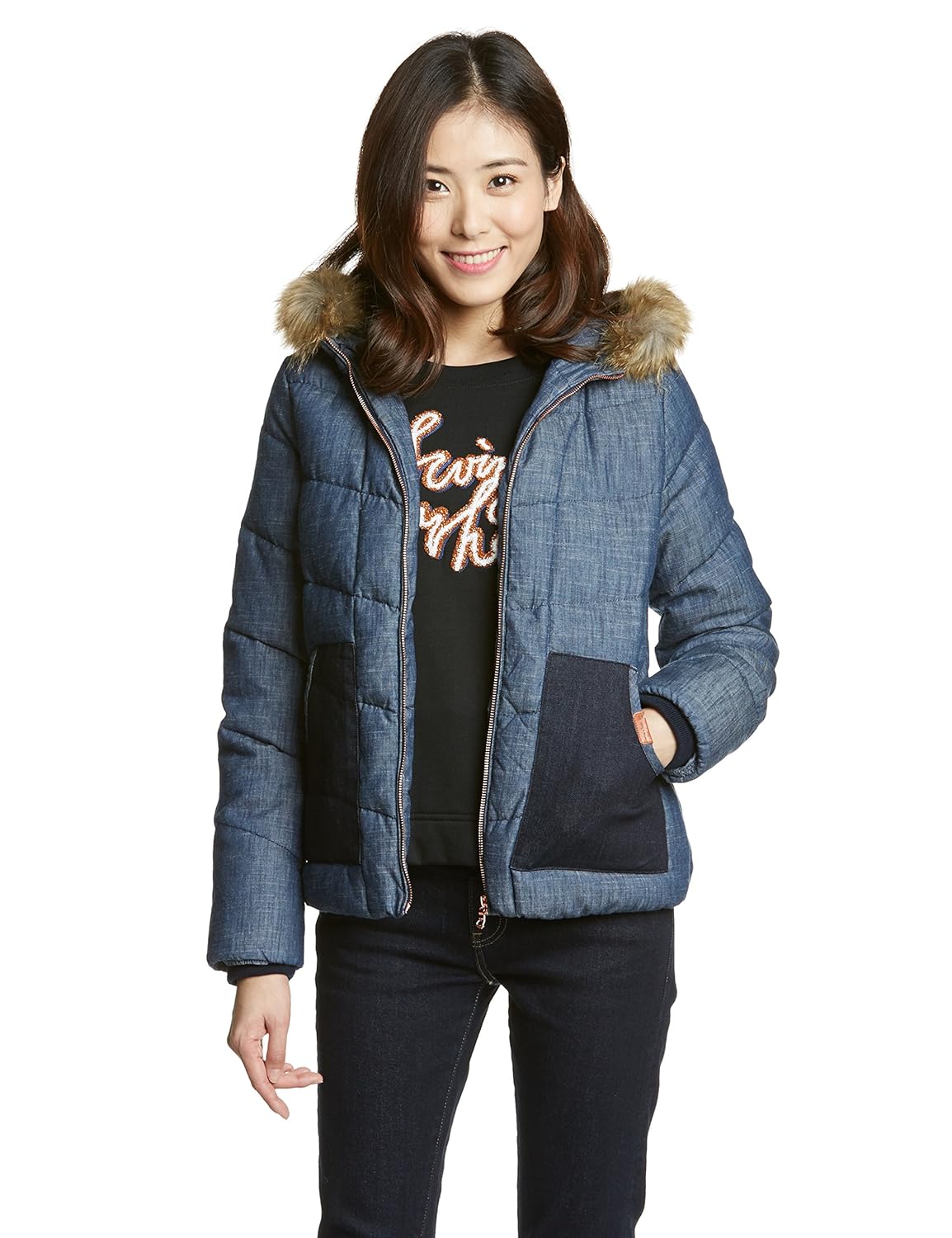 lee 女式 羽绒服 l14406r39z5900m 中牛仔蓝 m