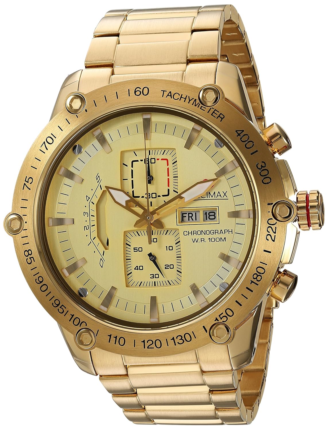 precimax 男式石英和 stainless-steel-plated 连衣裙手表颜色 gold