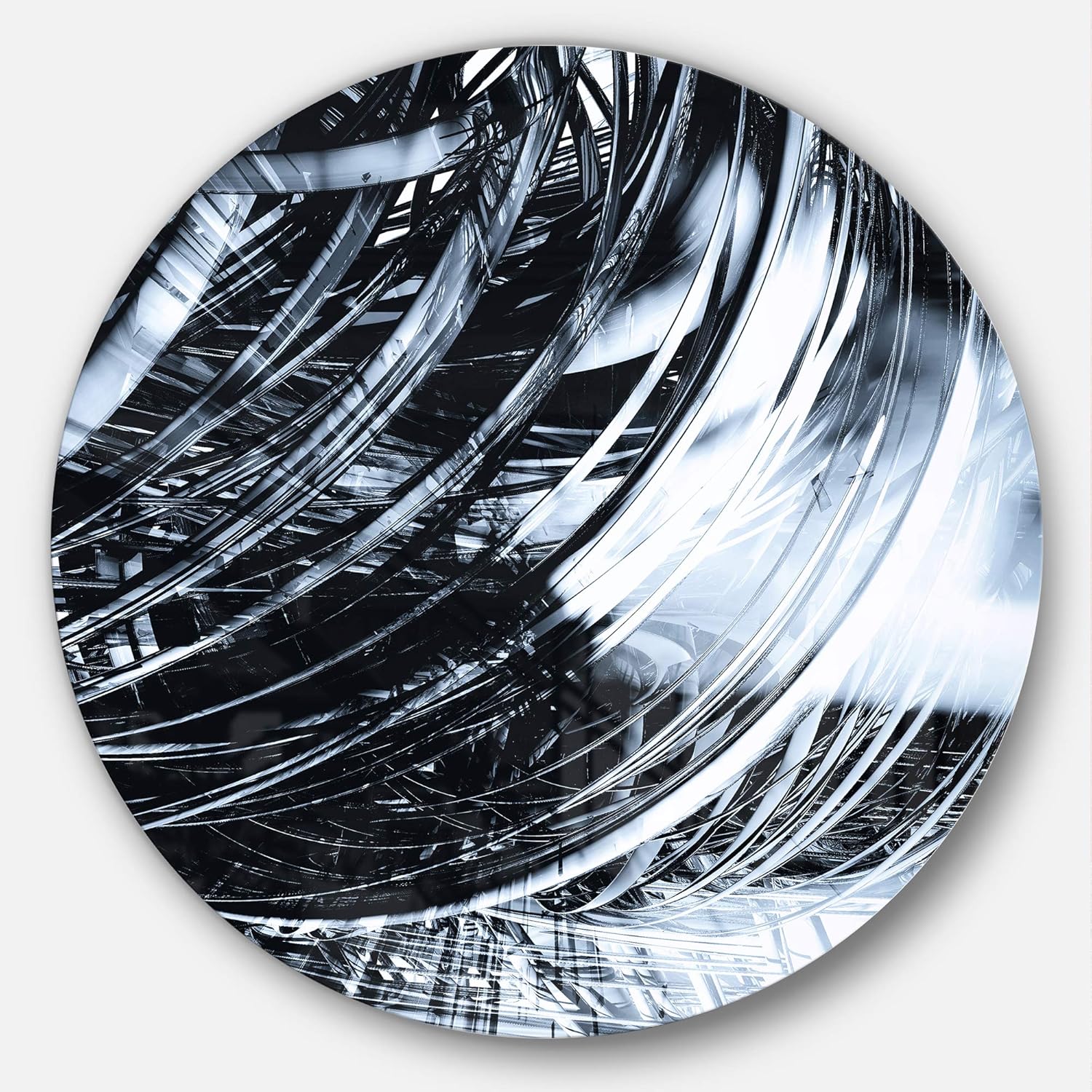 designart mt8556-c23"3d 抽象艺术黑色螺旋抽象数字艺术光盘"金属