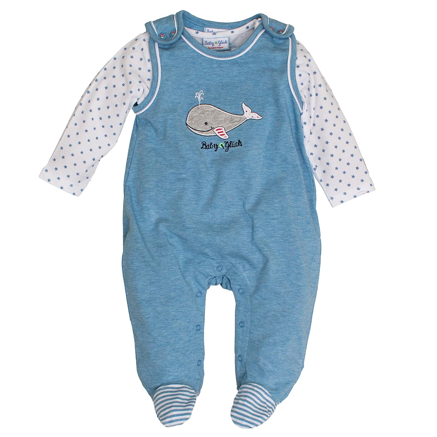 盐和辣椒瓶婴儿男孩 bg 连体裤连 uni footies blau (indigo blue