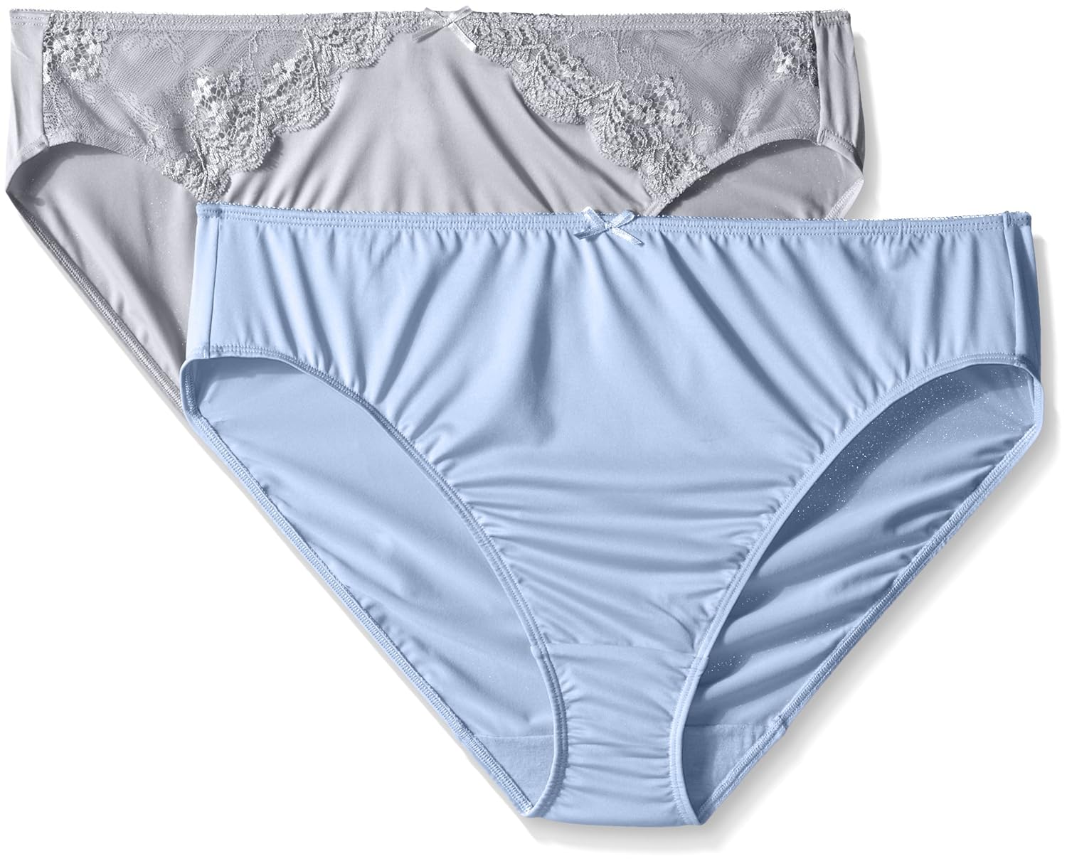 ellen tracy 女士2件装超细纤维 hi cut 三角裤蕾丝内裤 sterling