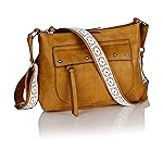 Ellie's Tribe 波西米亚人造皮革斜挎包多口袋钱包拉链和蕾丝长肩带