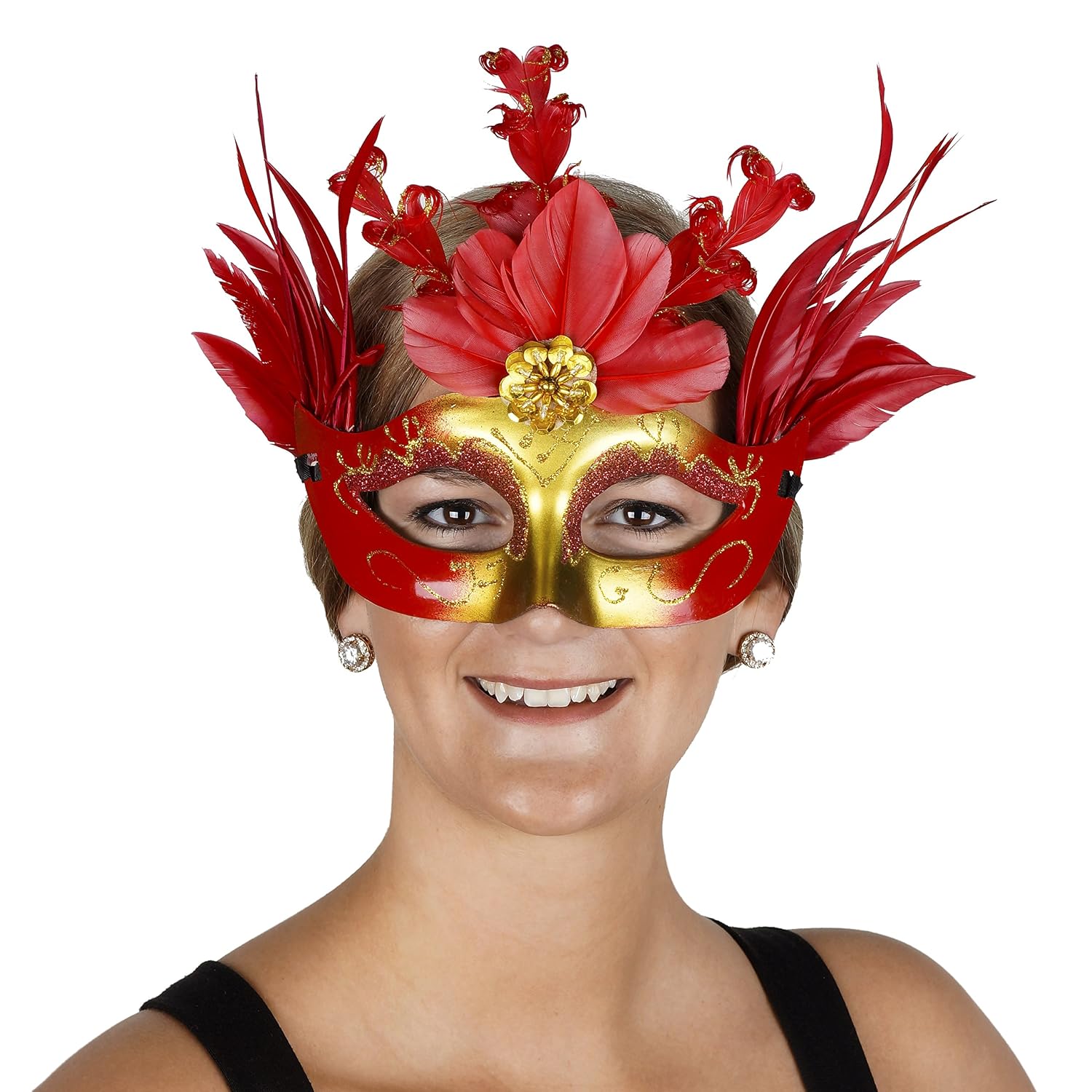 zucker 羽毛产品 mqueenofhearts-r 红羽毛面具
