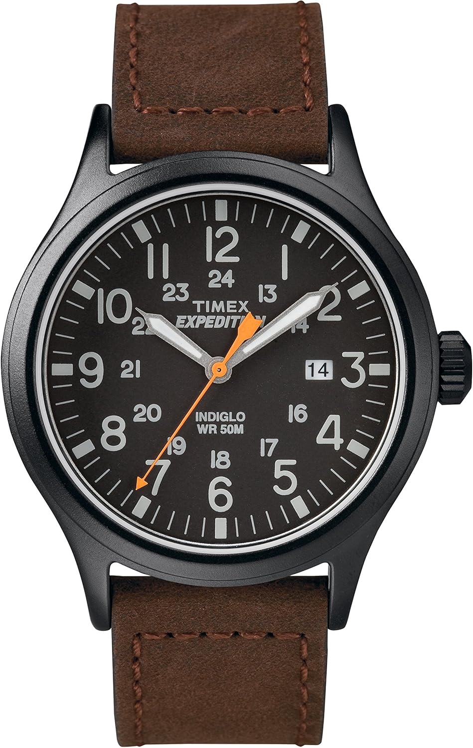 timex 天美时 男士twc004500 expedition scout 40毫米皮革表带手表