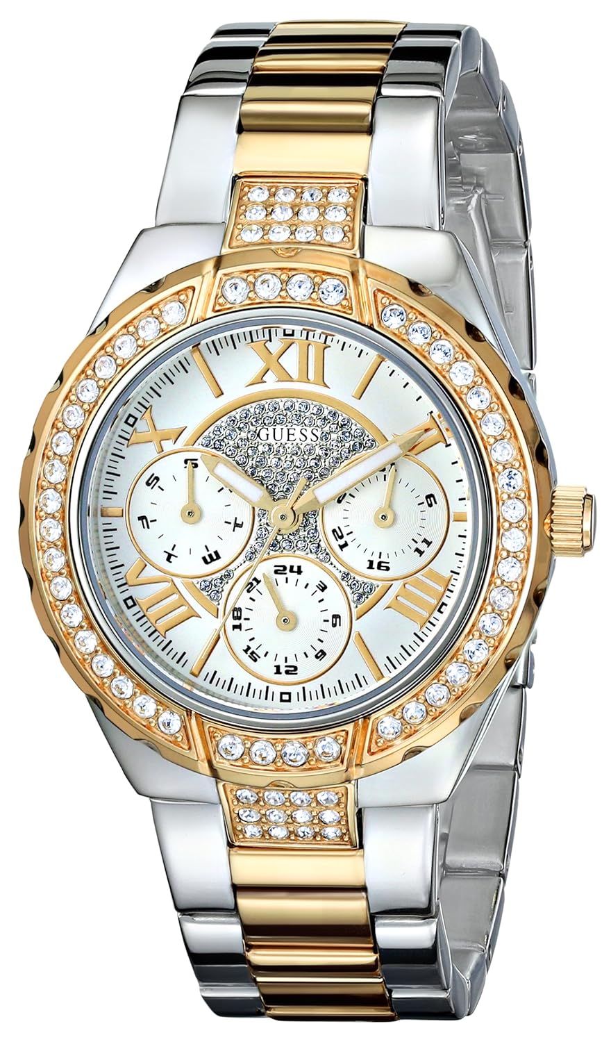 guess 女式 u0111l5 "闪耀高能"银色和金色手表