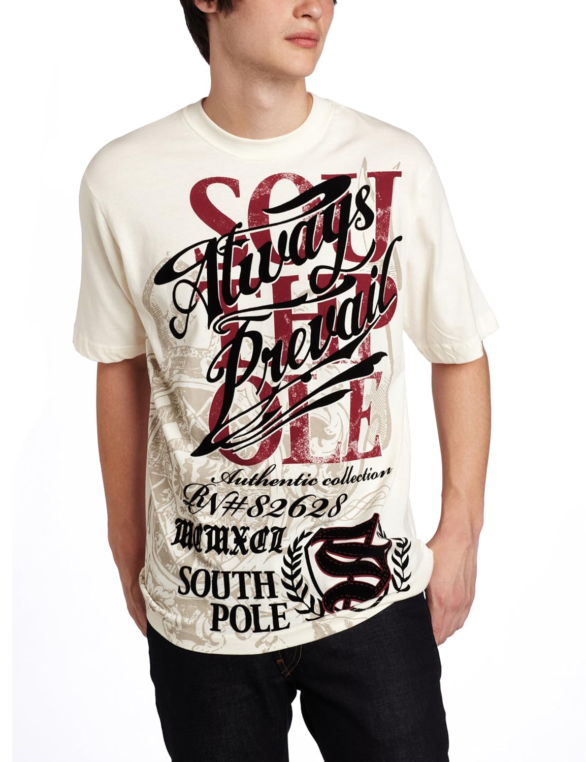 southpole mens always prevail fashion logo t-shirt 纸莎草