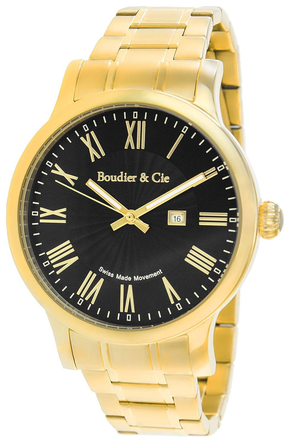 boudier & cie 男式石英手表瑞士制作机芯黑色表盘模