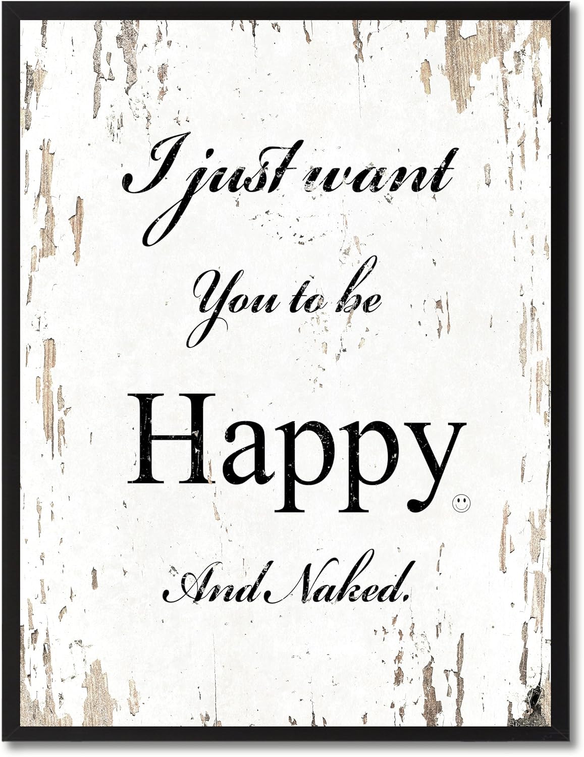 to be happy & naked saying 帆布印刷品相框家居装饰墙艺术礼品创意