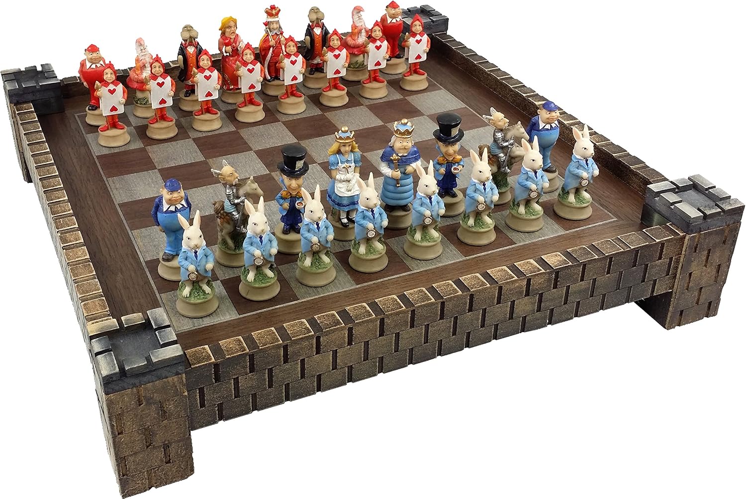 hpl 爱丽丝梦游仙境幻象棋套装,含 17 1/2 英寸城堡/堡垒棋板