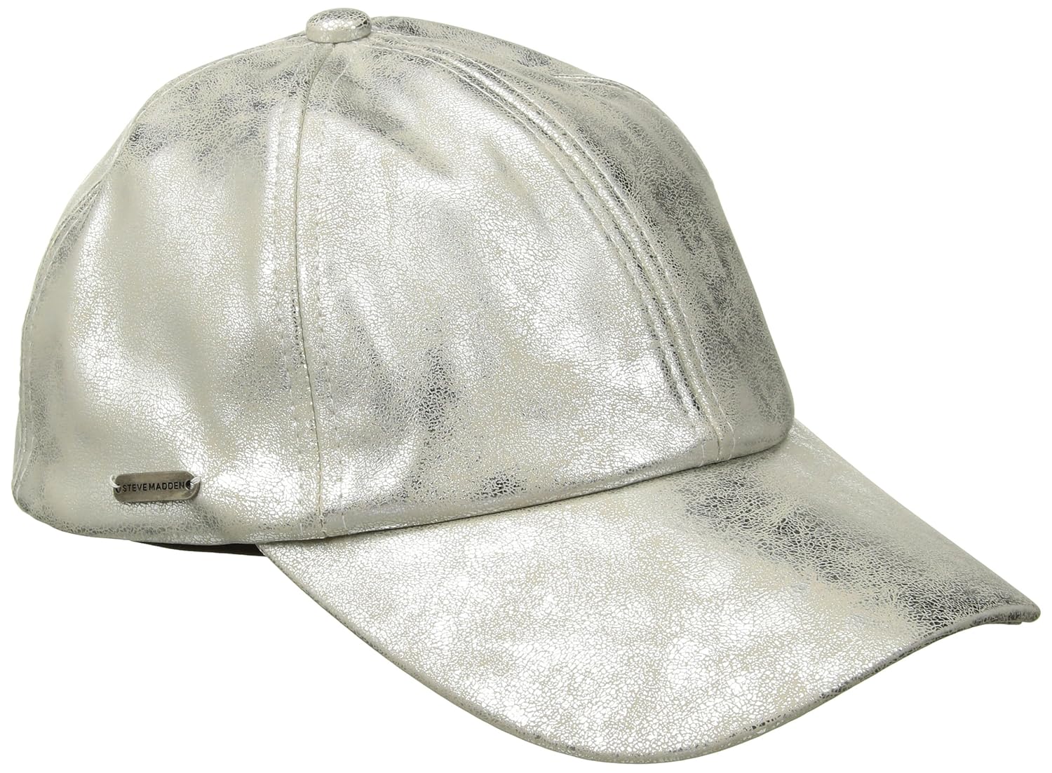 steve madden 女式金属人造皮革棒球帽 银色 one size