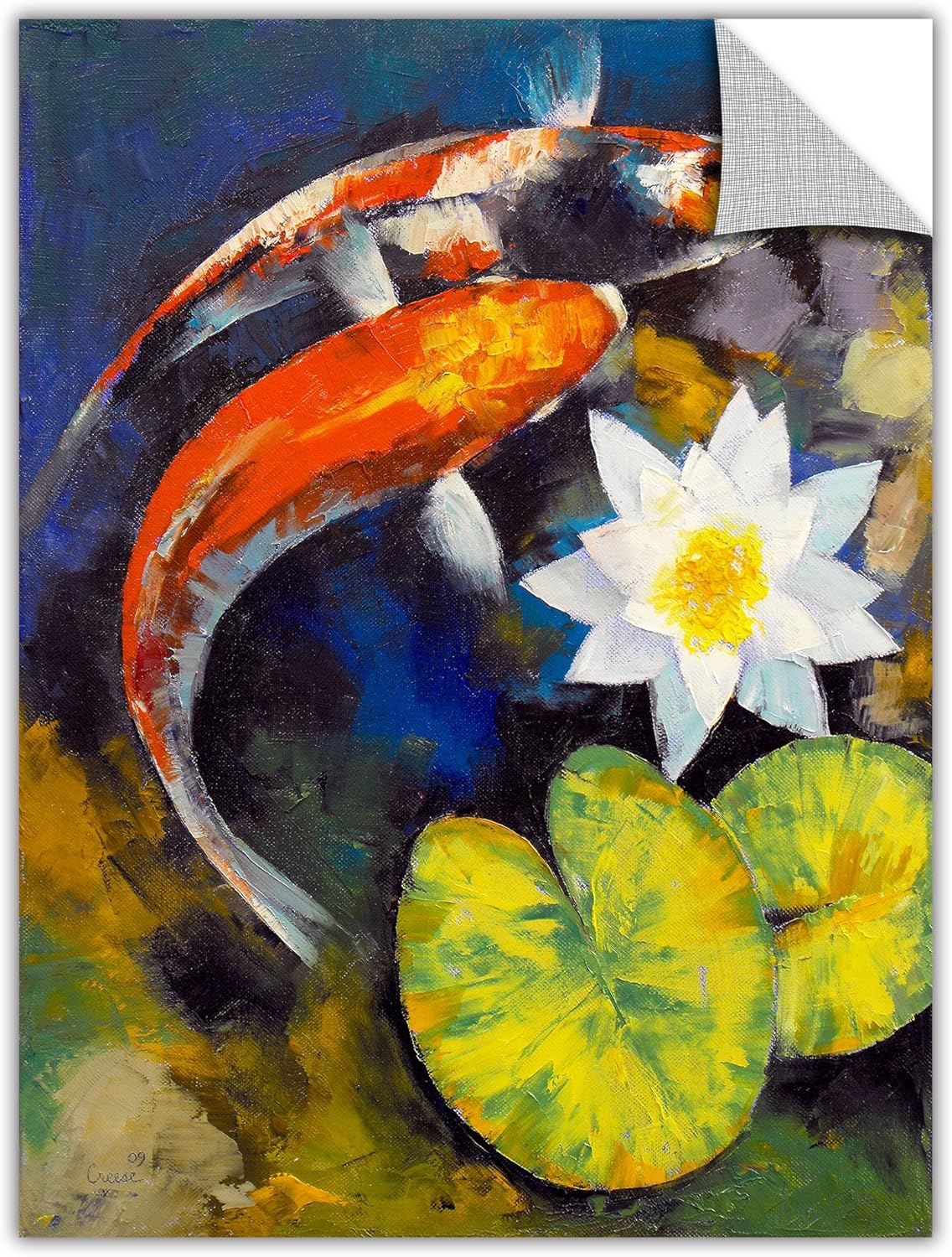 artwall michael creese koi fish and water lily