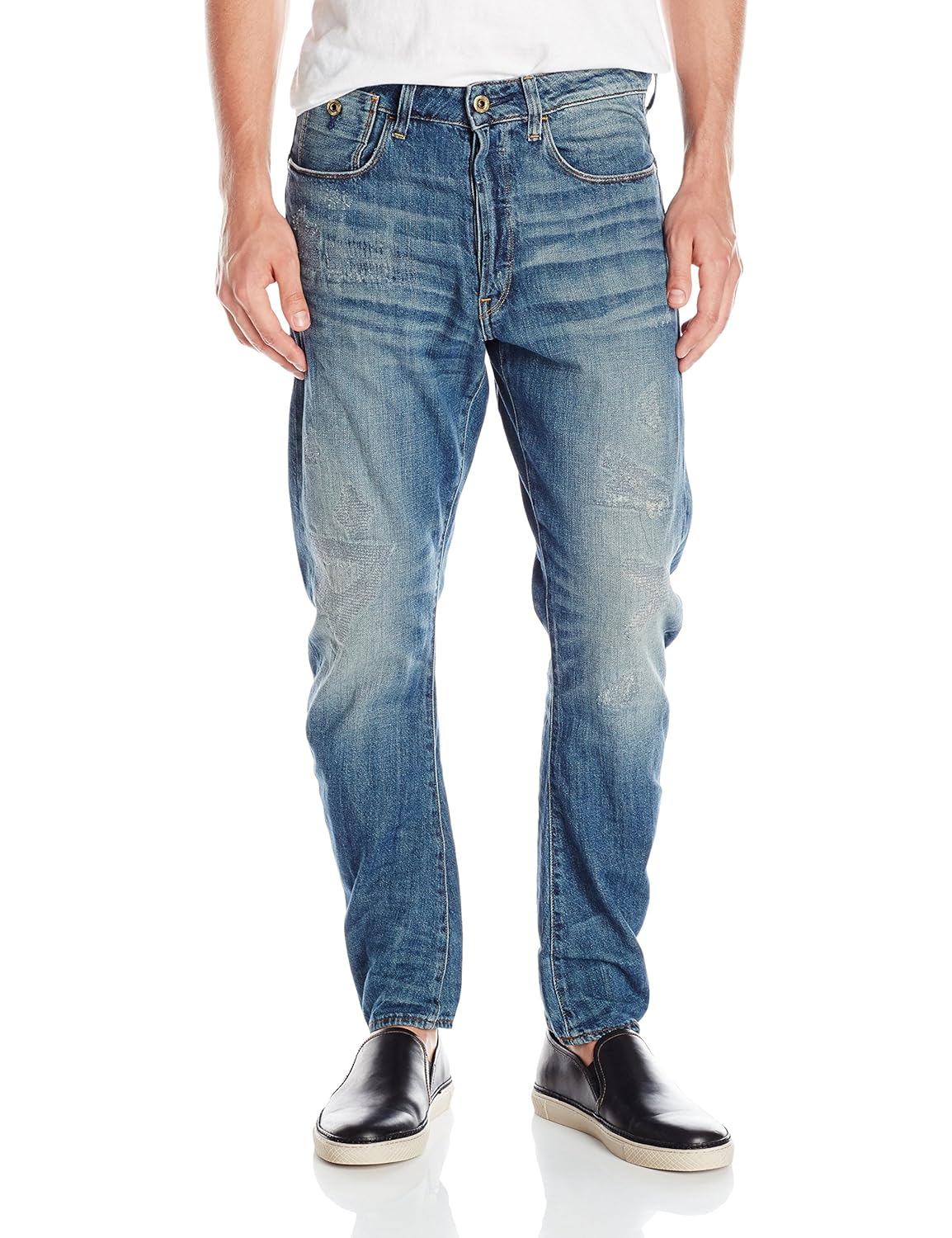 g-star raw 男式 type c 3d 锥形修身牛仔裤 medium aged restored