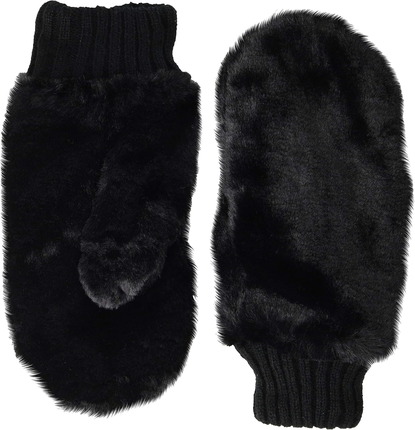 collection xiix 女式人造毛皮手套,黑色,均码