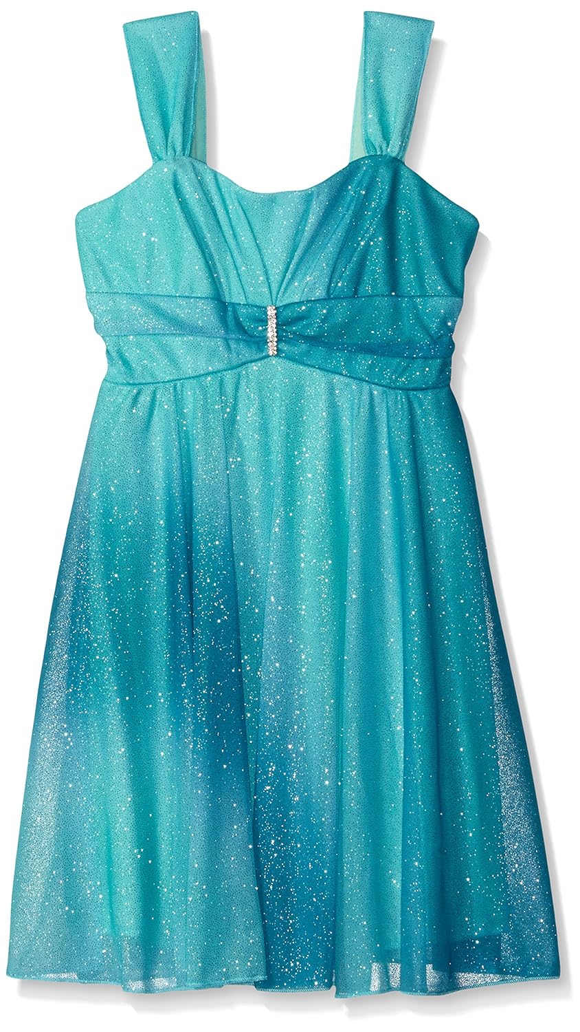 祖母绿 sundae 女童浅绿色渐变色闪光带宝石连衣裙