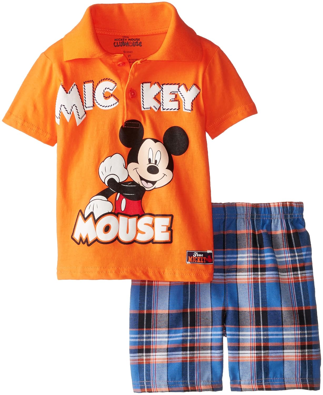 disney little boys 2 piece mickey mouse polo shirt and plaid