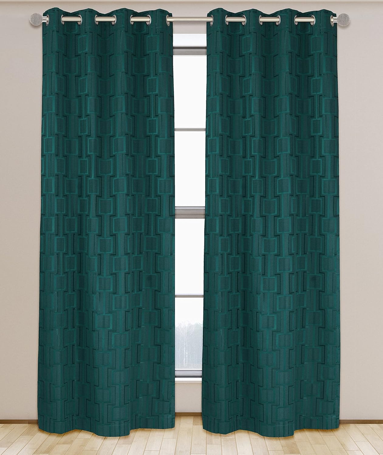 08 x 243.84 厘米 nexus 2 件装 索环窗帘套装,蓝绿色,132.08 厘米