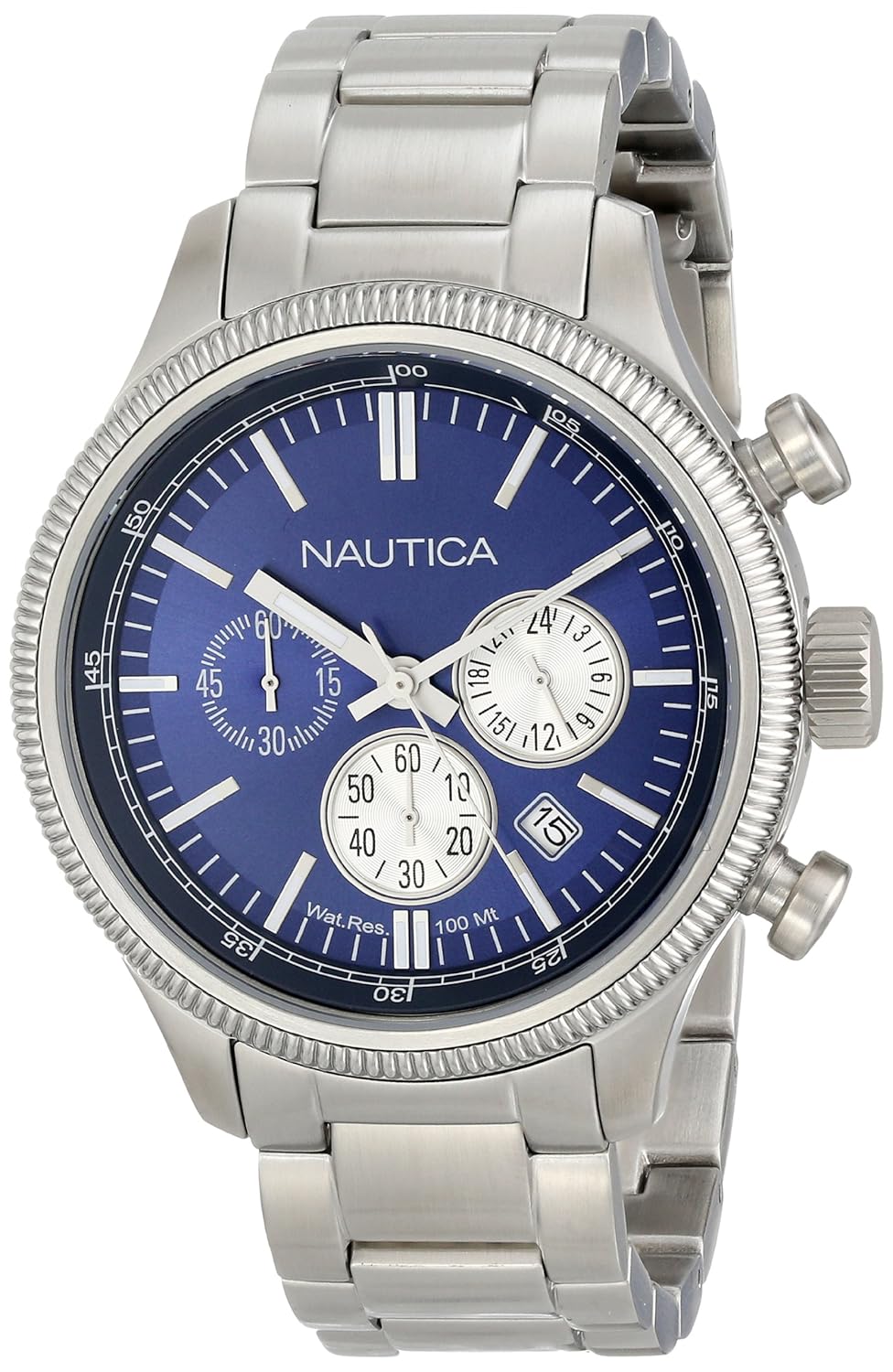 nautica mens n20116g analog display quartz silver watch