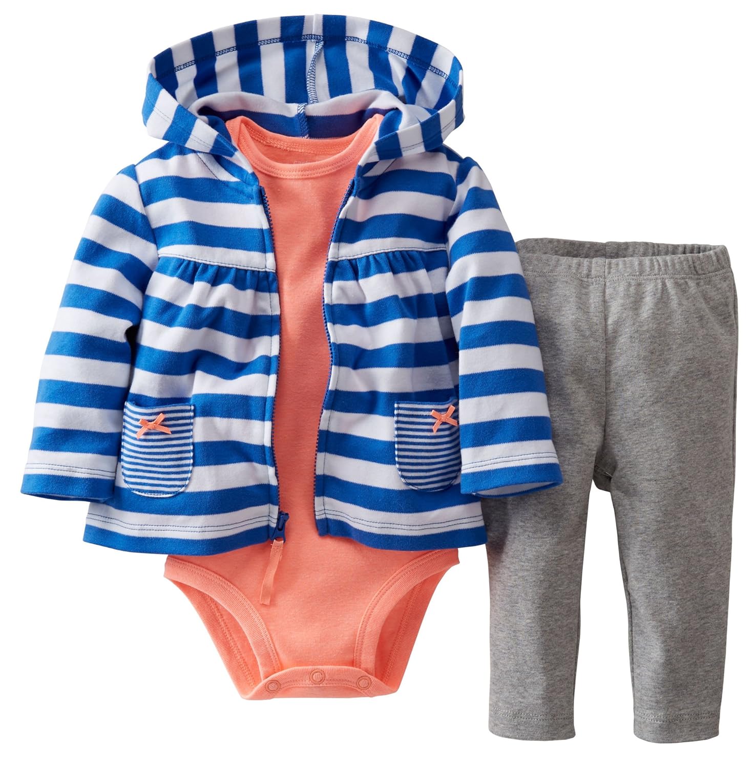 carter  s 3件套宝宝服装套装女孩连帽开衫套装