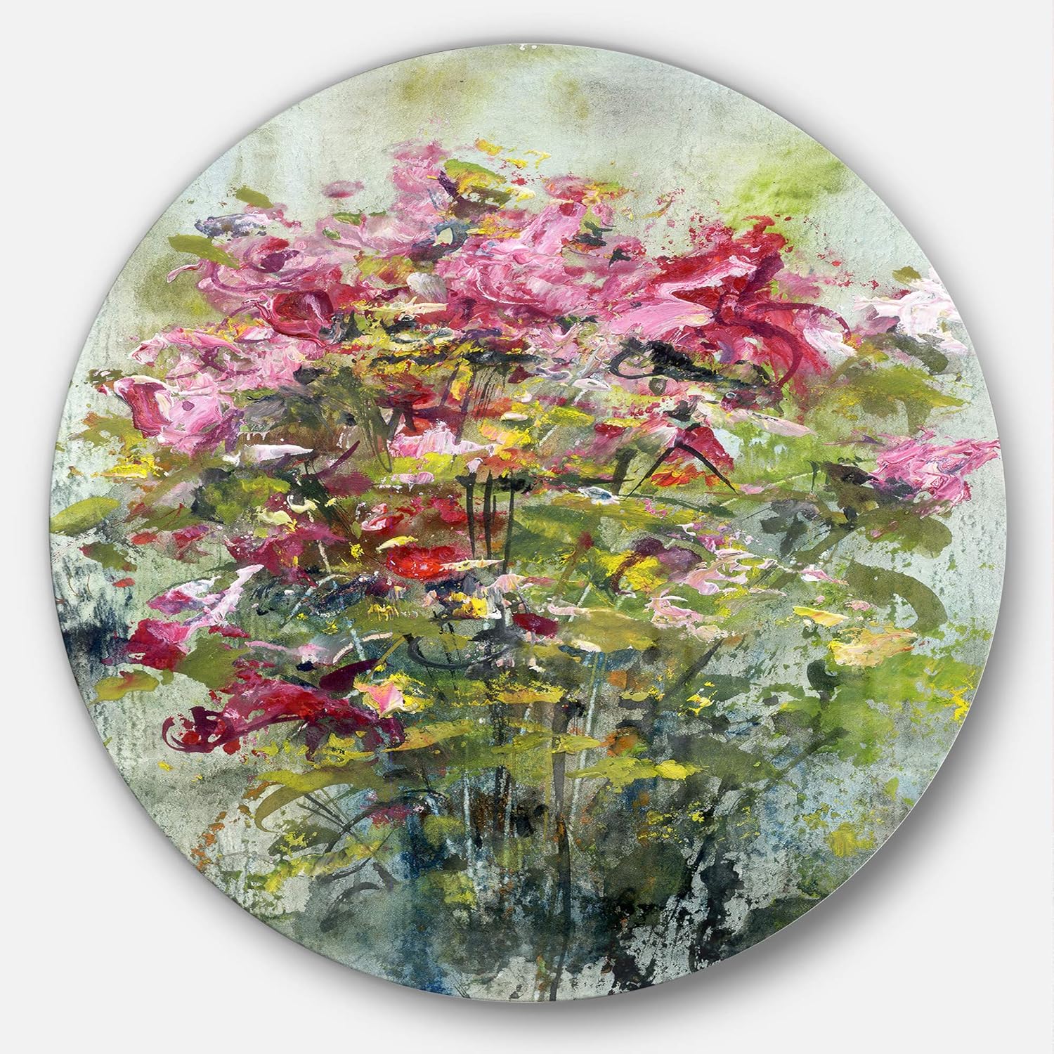 designart mt14957-c23 玫瑰花束 艺术 花卉圆盘金属艺术品 - 圆片