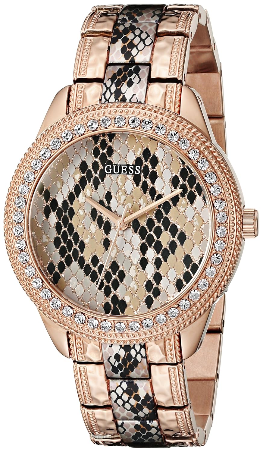 guess 女式石英不锈钢休闲手表,颜色:玫瑰金色调(型号:u0624l2)