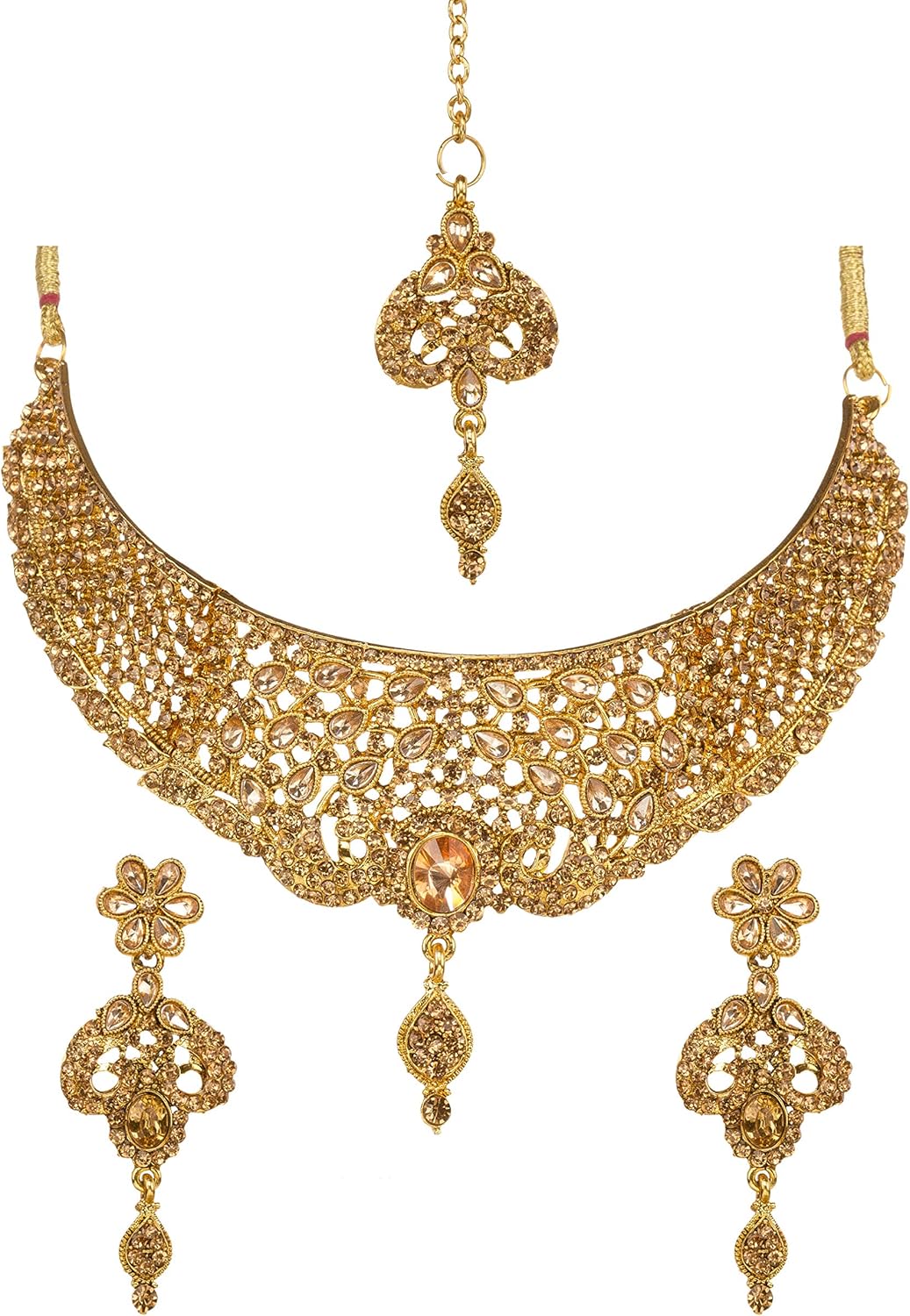bindhani 印度婚礼首饰宝莱坞风格伴娘镀金新娘 kundan 颈链项链耳环